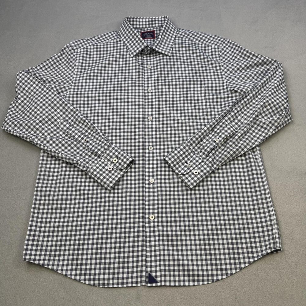 UNTUCKit Mclaren WF Shirt Mens Large Black Check Wrinkle Free Casual Button Up